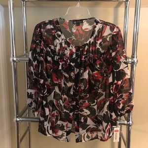 NWT XL sheer button up blouse